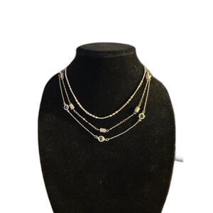 Lia Sophia 3 Tier Silver Tone Necklace with Clear Crystal